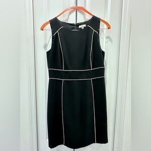 Ann Taylor Black Dress with Tan Piping size 12
